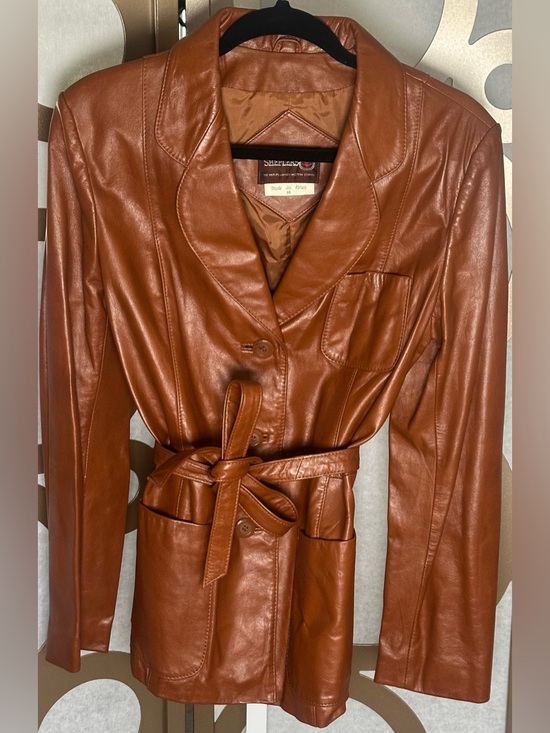 SHEPLERS Jackets & Blazers - Vintage Sheplers Leather Blazer Belted Cognac Western Jacket 14
